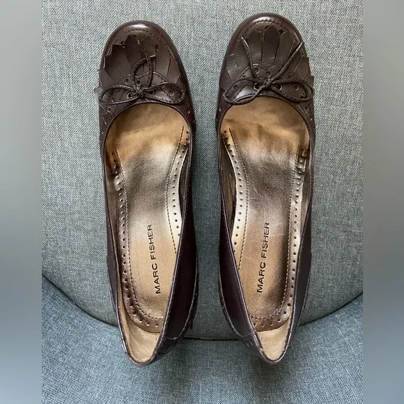 Marc Fisher Vintage Leather Heels Brown 6 - Picture 6 of 11
